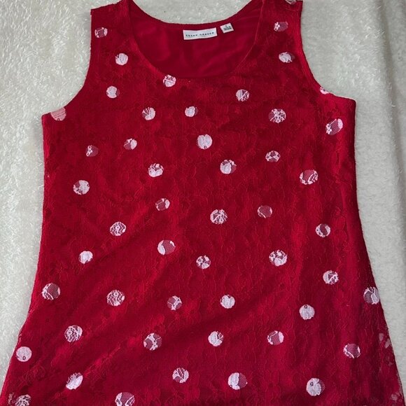 Susan Graver Red Lace Cardigan Jacket and Tank Set Size Small - 3 Piece Set - Picture 1 of 10